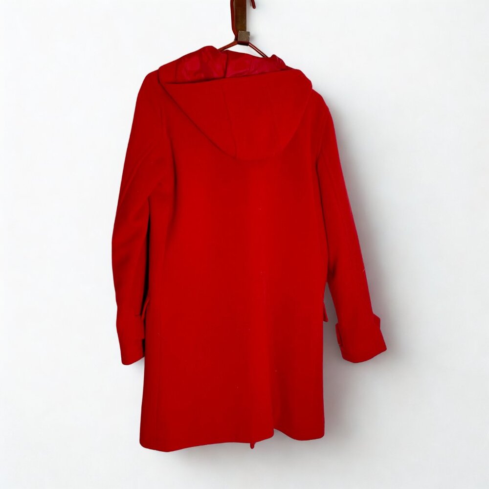 Chaps Button Down Mid-length red wool coat with a… - image 2